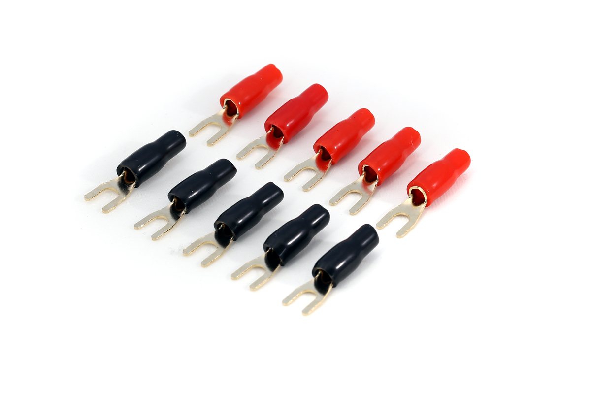 Gold Plated 10 12 Gauge Spade Fork Terminal 10 Pack Gold Plated 10 12 Gauge Spade Fork Terminal 10 Pack