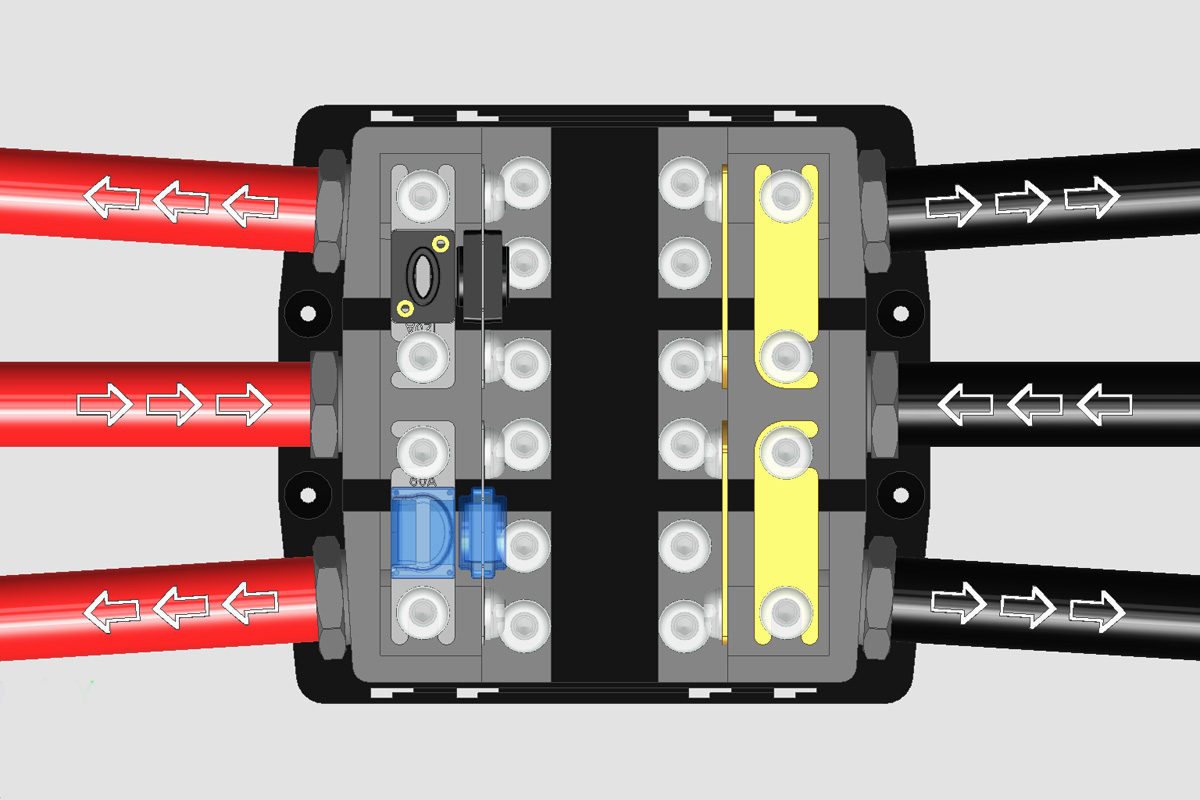 Sierra Battery distribution fuse Block. 2 " Gauge Power Supply. Connecting Block ZPA 2-6a. Two way power