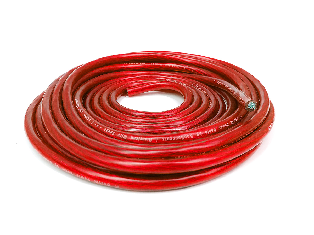 KnuKonceptz Bassik 8 Gauge Power Ground Wire Cable Red 25 foot coil 